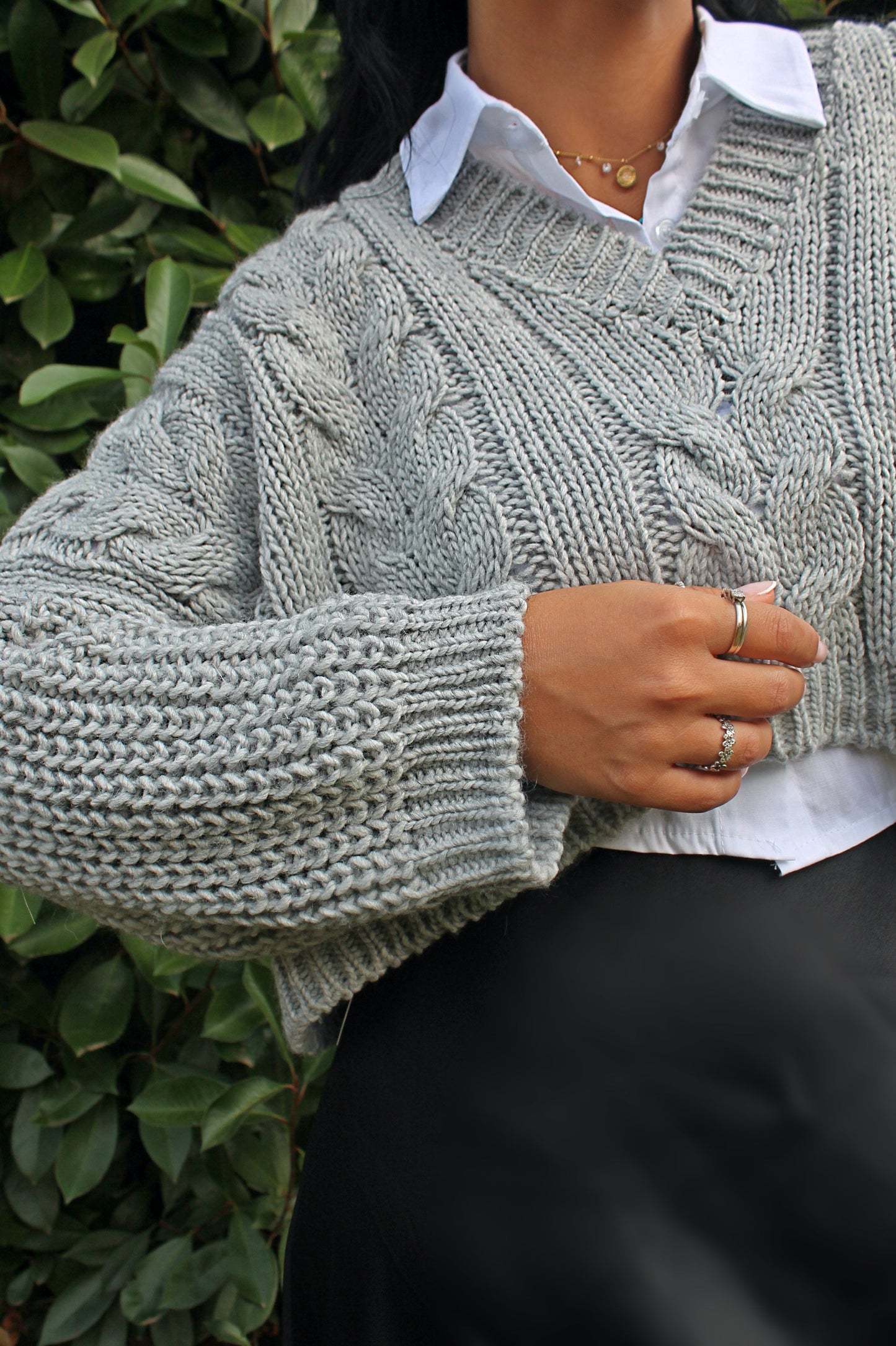 Pull Crop Treccia grigio