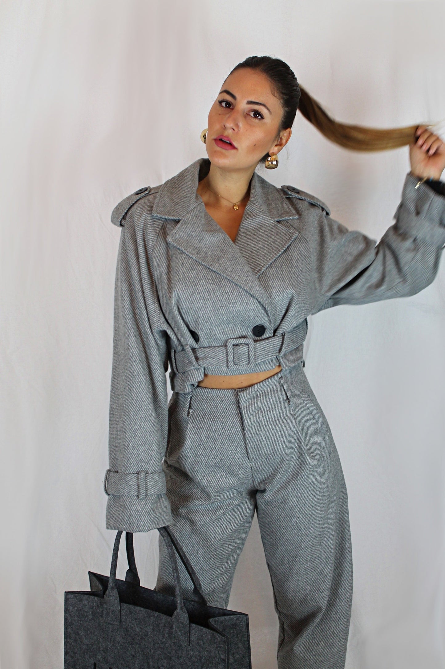 Giacca tweed crop