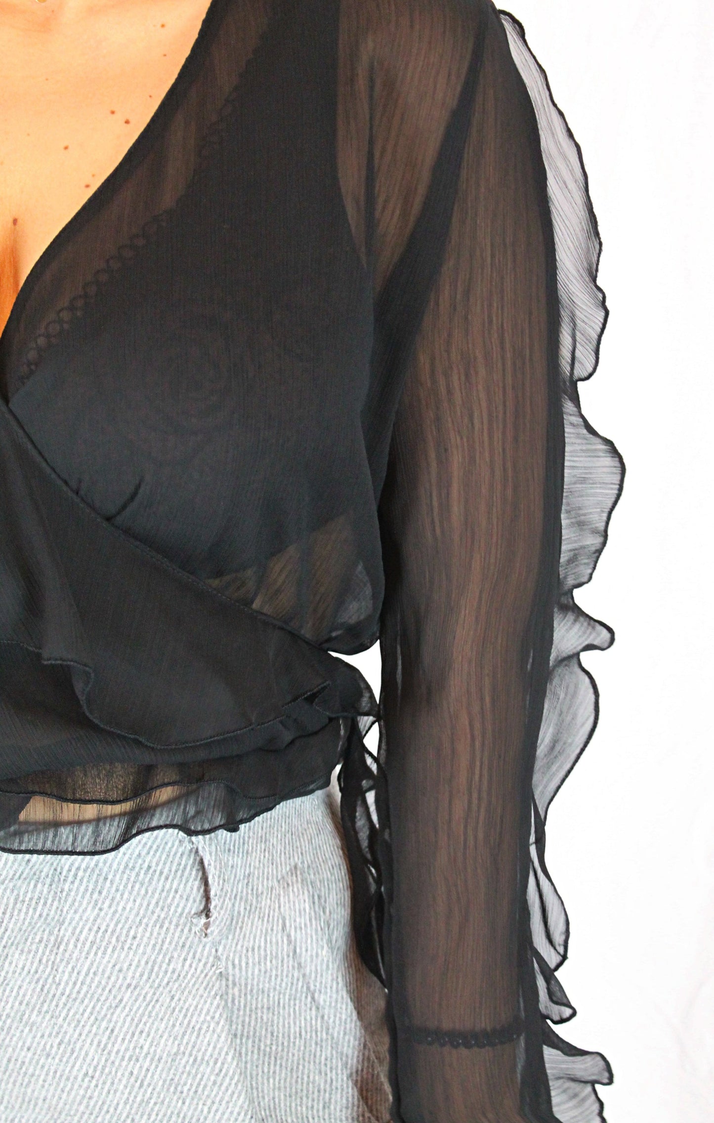 Camicia con ruches nera