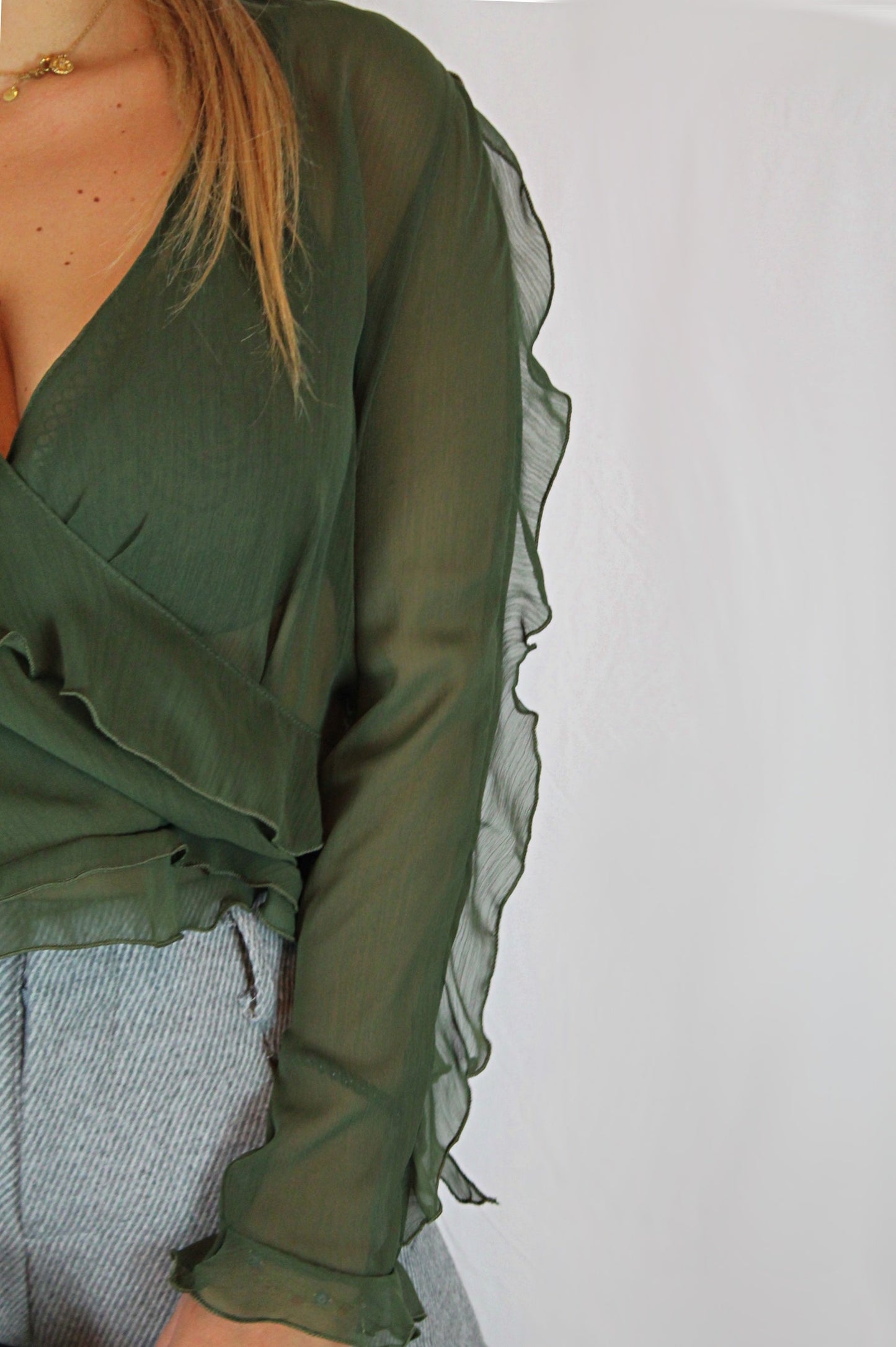 Camicia con ruches verde